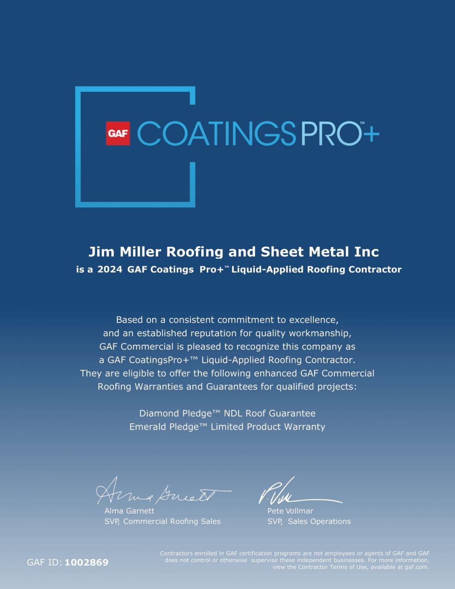 Jim Miller Inc. Certificate